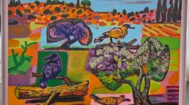 Olive trees with birds