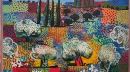 Silver olives with cypresses